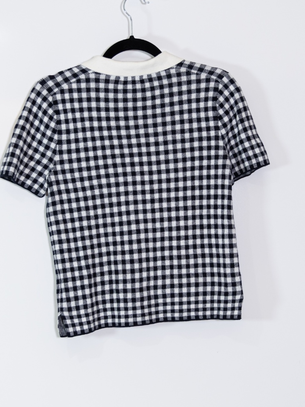 Alex Mill Women's Carl Cotton Cashmere Short Sleeve Polo Sweater Top Gingham S - Picture 4 of 4